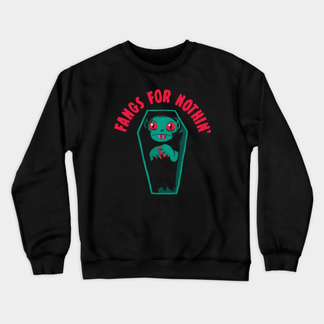 Fangs For Nothin' Crewneck Sweatshirt by DinoMike